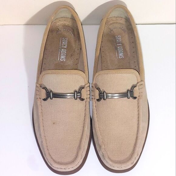 STACY ADAMS Men's Textured Leather Moc Toe Kelby Slip-on Loafers Beige Size 9M - Picture 3 of 14